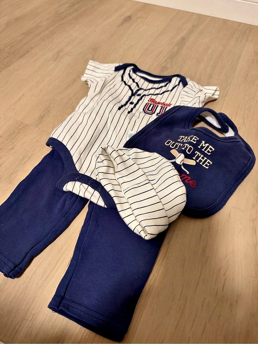 Baby Striped Outfit Set in Blue & White Like New